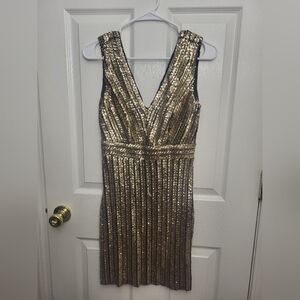 Lulus gold and black cocktail dress